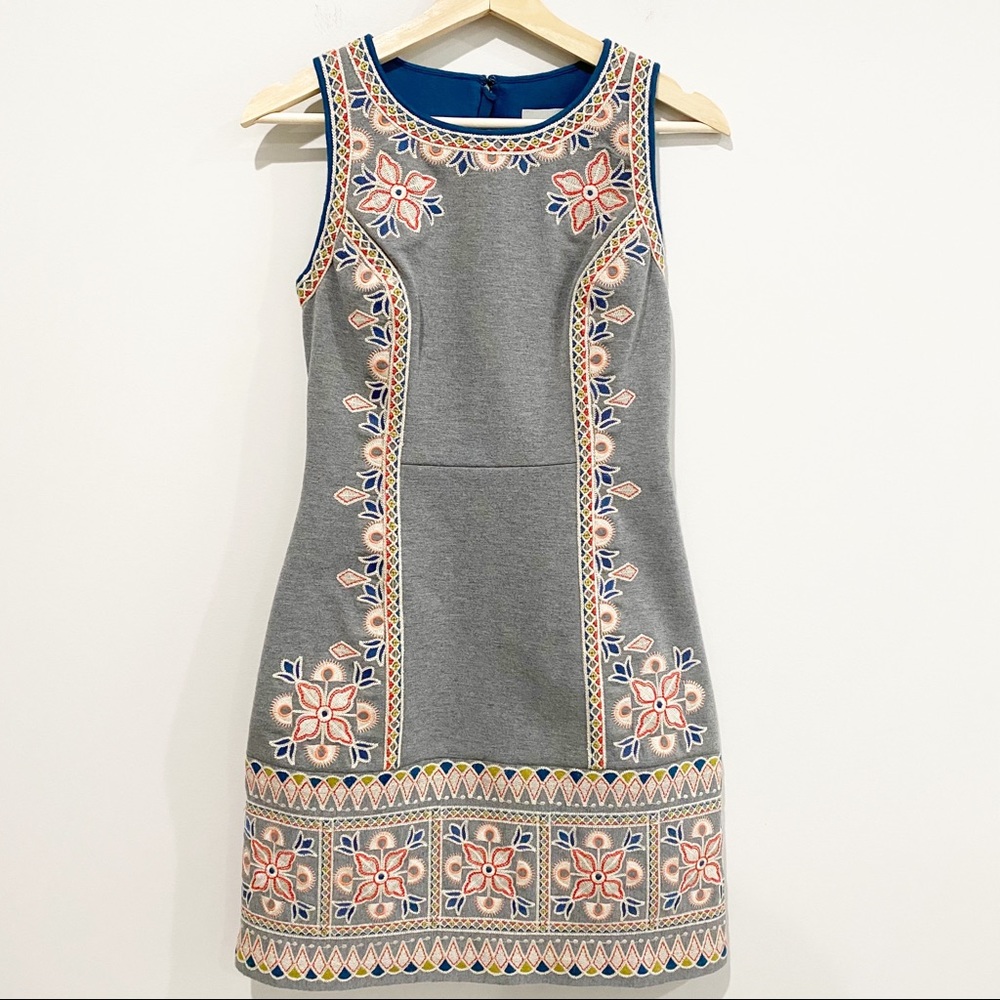 ANTHRO MAEVE Embroidered Neoprene Dress, Size 4